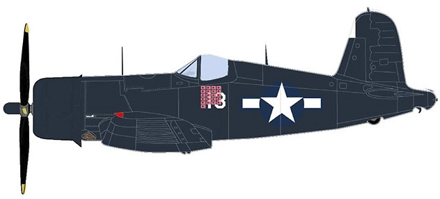 F4U Corsair, USMC VMF-222 Flying Deuces, White 13, Kenneth Walsh, Okinawa, 1945, 1:48, Hobby Master 