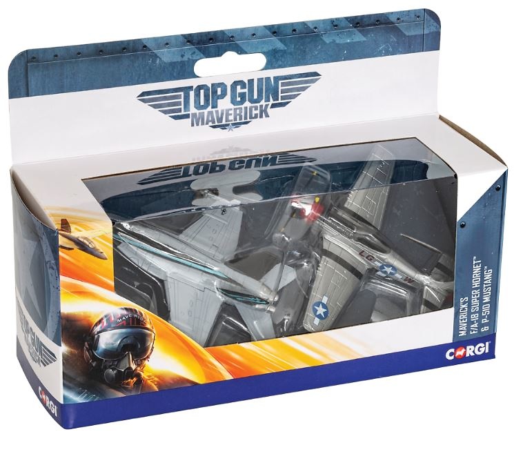 FA-18 Super Hornet + P-51D Mustang de Maverick (Top Gun Maverick, 2021), 1:170, Corgi 