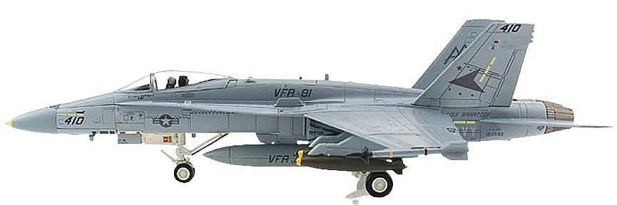 F/A-18C Hornet, USN VFA-81 Sunliners, AA410 MiG Killer, USS Saratoga, Golfo Persa, Operación Tormenta del Desierto, 1991, 1:72, Hobby Master 