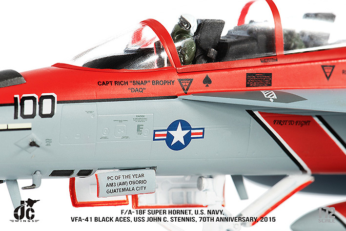 F/A18F Super Hornet US Navy, VFA-41 Black Aces, Edición 70º aniversario, 2015, 1:72, JC Wings 