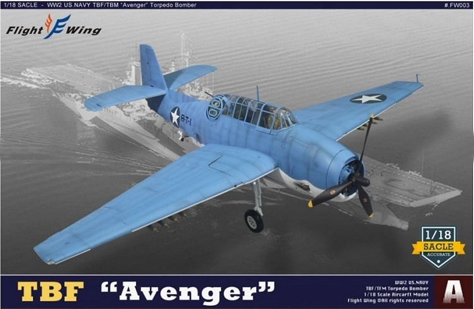 Grumman TBF Avenger, Model USN VT-8, 8-T-1, Batalla de Midway, Junio, 1942, 1:18, Flight Wing 