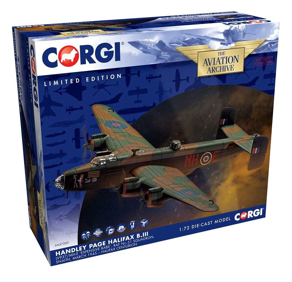 Halifax B.III LV937/MH-E ‘Expensive Babe’, RAF No.51 Squadron, Snaith, Marzo 1945, Halifax Centurion, 1:72, Corgi 