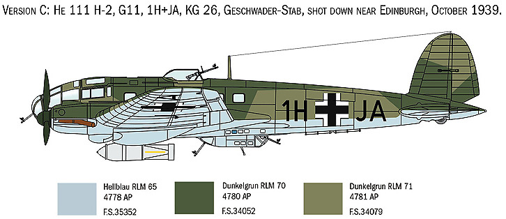 Heinkel HE111H, Bombardero Medio, Alemania, 2ª Guerra Mundial 1:72, Italeri 