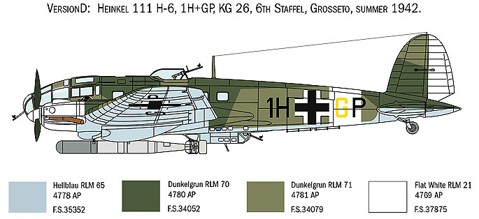 Heinkel HE111H, Bombardero Medio, Alemania, 2ª Guerra Mundial 1:72, Italeri 