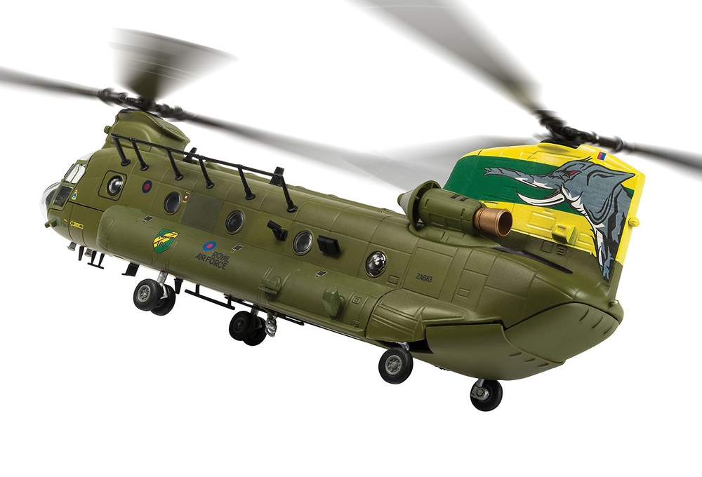 Helicóptero Boeing Chinook HC.4 ZA683 RAF No.27 Squadron, Special Centenary Scheme, 100 Años de la RAF, 1:72, Corgi 