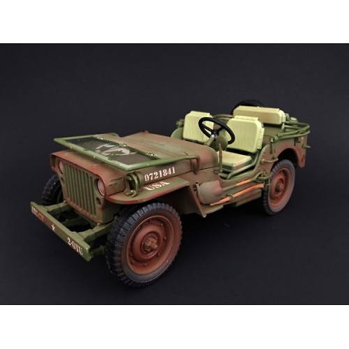 Jeep US Army, Policía Militar (con marcas de uso), 2ª Guerra Mundial, 1:18, American Diorama 