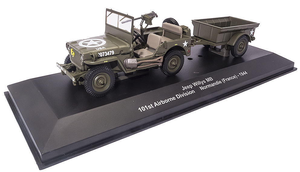 Jeep Willys MB con remolque, 101º División Aerotransportada, Normandía, 1944, 1:43, Atlas 