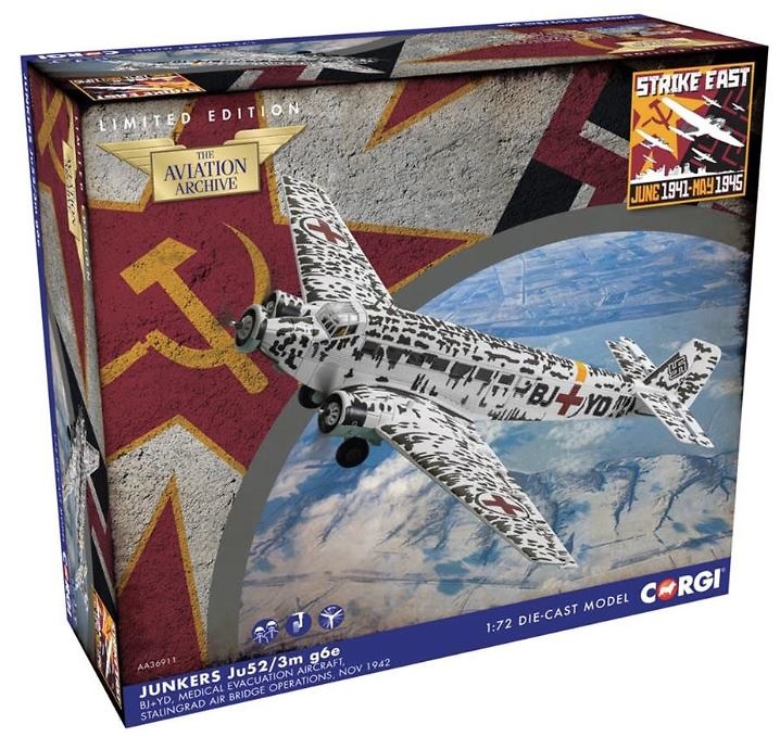 Junkers Ju-52/3m g6e BJ+YD, avión de evacuación médica, Stalingrado, Noviembre, 1942, 1:72, Corgi 