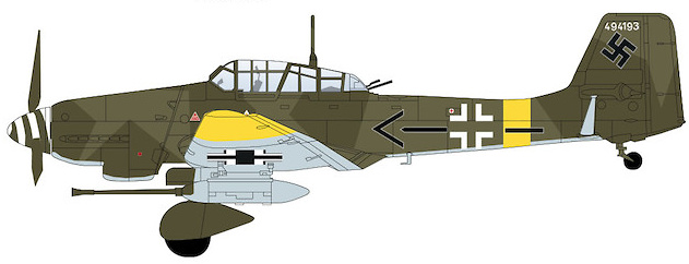 Junkers Ju87G-2 Tank Buster WNr. 494193, Eslovaquia, 1944, 1:72, Hobby Master 