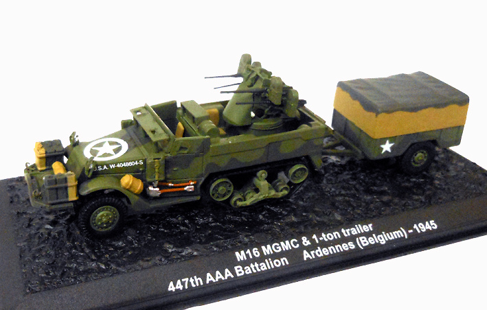 M16 MGMC con remolque 1 ton, 447th AA Battalion, Las Ardenes, 1945, 1:72, Altaya 