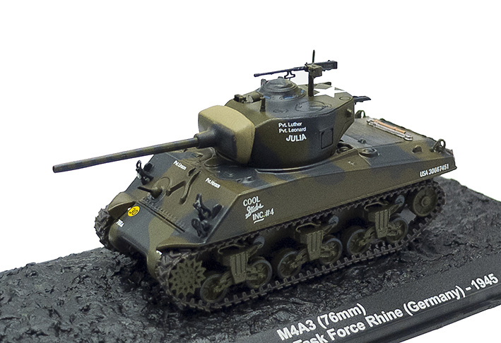 M4A3, 76 mm, Task Force Rhine, Alemania, 1945, 1:72, Altaya 