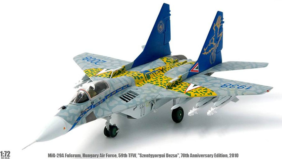 MiG-29A Fulcrum, FFAA Húngaras, 59º Ala de combate táctica, 70 Aniversario, 2010, 1:72, JC Wings 