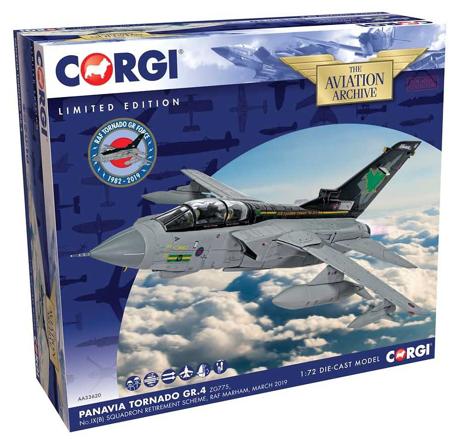 Panavia Tornado GR.4 ZG775, No.IX(B), Esquema de su retiro, RAF Marham, Marzo, 2019, 1:72, Corgi 