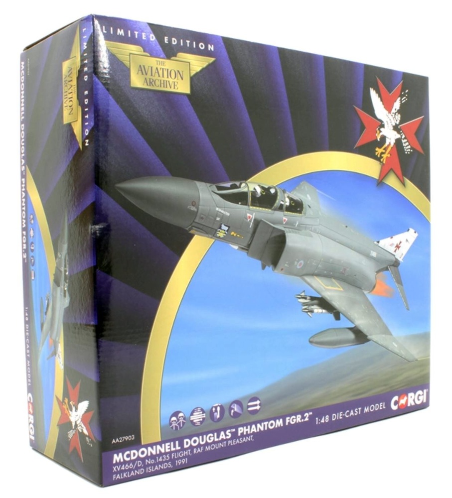 Phantom FGR2, XV466/D, No.1435 Flight, RAF Mount Pleasant, Islas Malvinas, 1991, 1:48, Corgi 