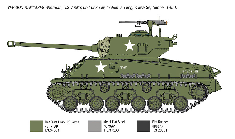 Sherman M4A3E8, Guerra de Corea, 1:35, Italeri 