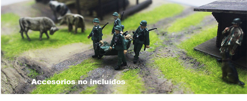 Soldados alemanes con herido, 2ª Guerra Mundial, 1:72, PMA 