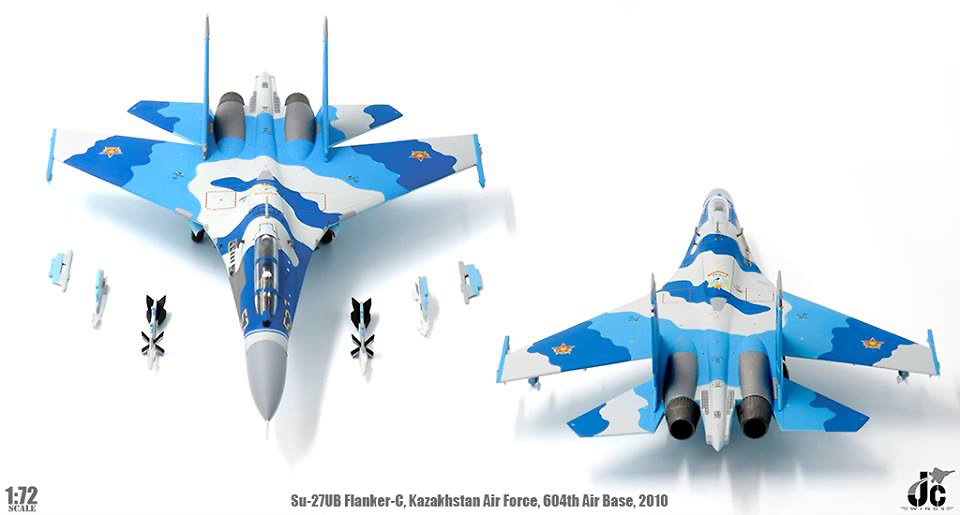 Sukhoi SU-27UB Flanker-C, Fuerzas Aéreas de Kazajistán, 604th Air Base, Aeropuerto de Taldykorgan, 2010, 1:72, JC Wings 