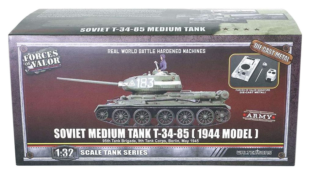 T-34/85, Tanque Medido Soviético, 1944, con 1 figura, 1:32, Forces of Valor 