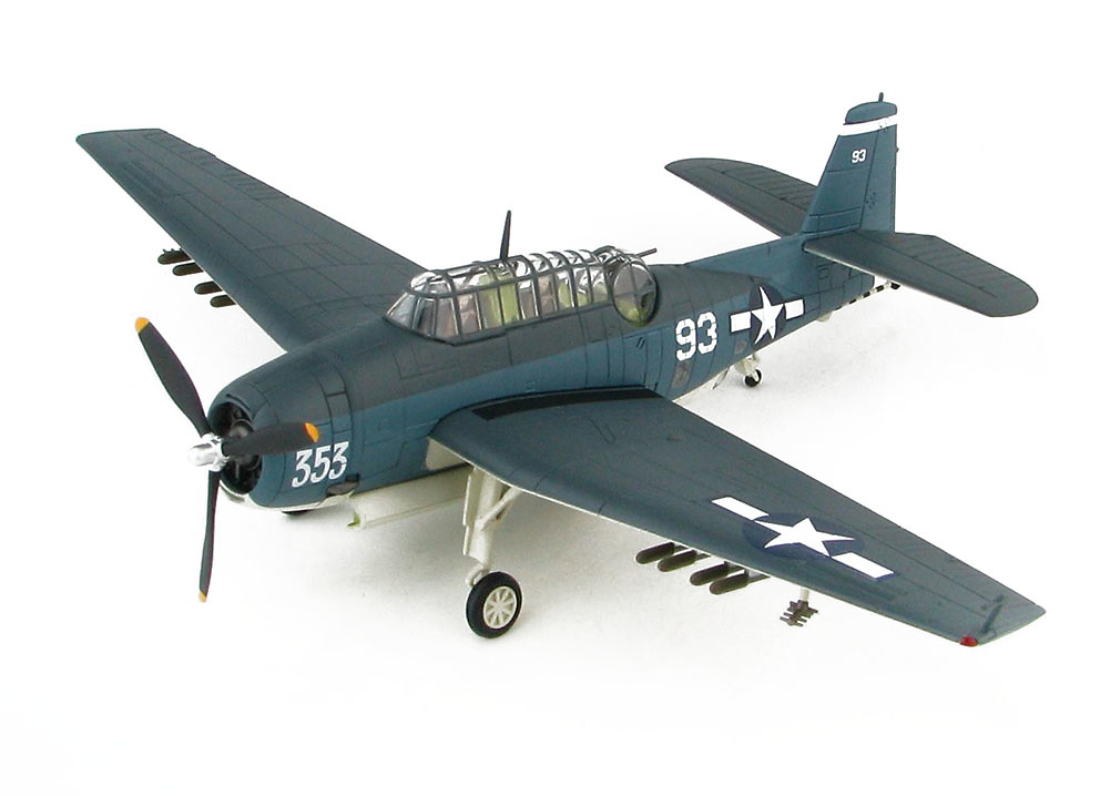 TBF-1C Avenger, Batalla del Golfo de Leyte, White 93 of VT-15, USS Essex, 1944, 1:72, Hobby Master 