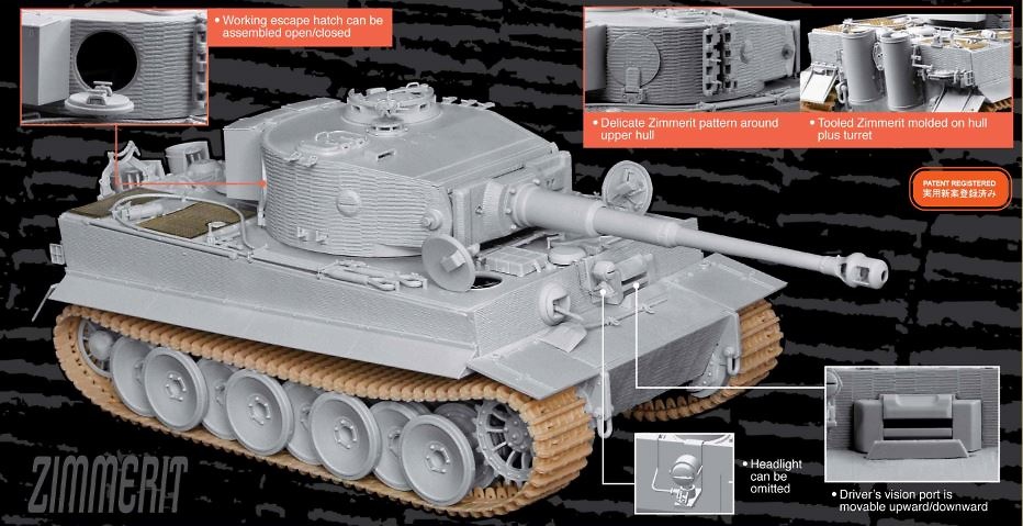 Tiger I, mid production W/Zimmerit, 1:35, Dragon Models 