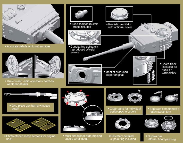 Tiger I, mid production W/Zimmerit, 1:35, Dragon Models 