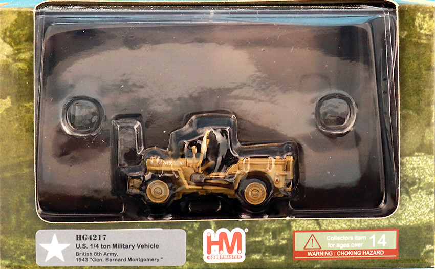 Willys Jeep, 8º Ejército Británico, General Bernard Montgomery, Sicilia, 1943, 1:72, Hobby Master 