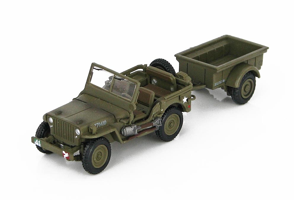 Willys Jeep con remolque, Ejército Británico, Normandía, Junio, 1944, 1:72, Hobby Master 