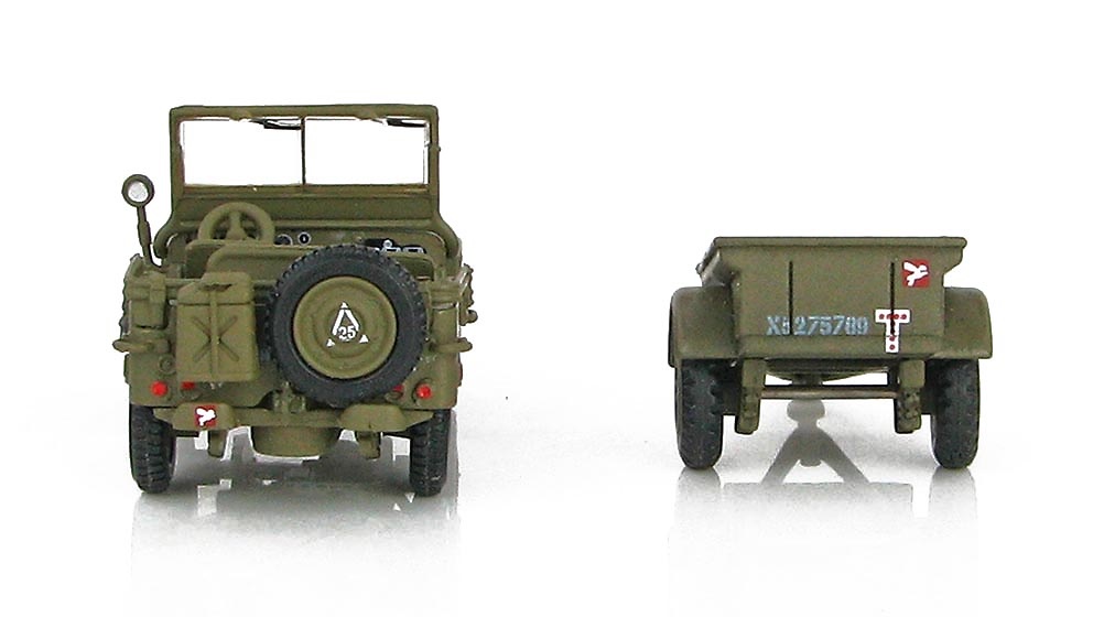 Willys Jeep con remolque, Ejército Británico, Normandía, Junio, 1944, 1:72, Hobby Master 