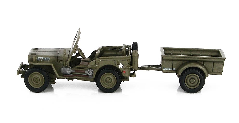 Willys Jeep con remolque, Ejército Británico, Normandía, Junio, 1944, 1:72, Hobby Master 