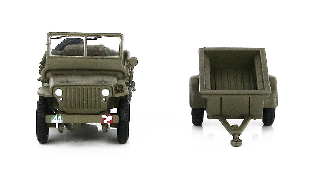 Willys Jeep con remolque, Ejército Británico, Normandía, Junio, 1944, 1:72, Hobby Master 