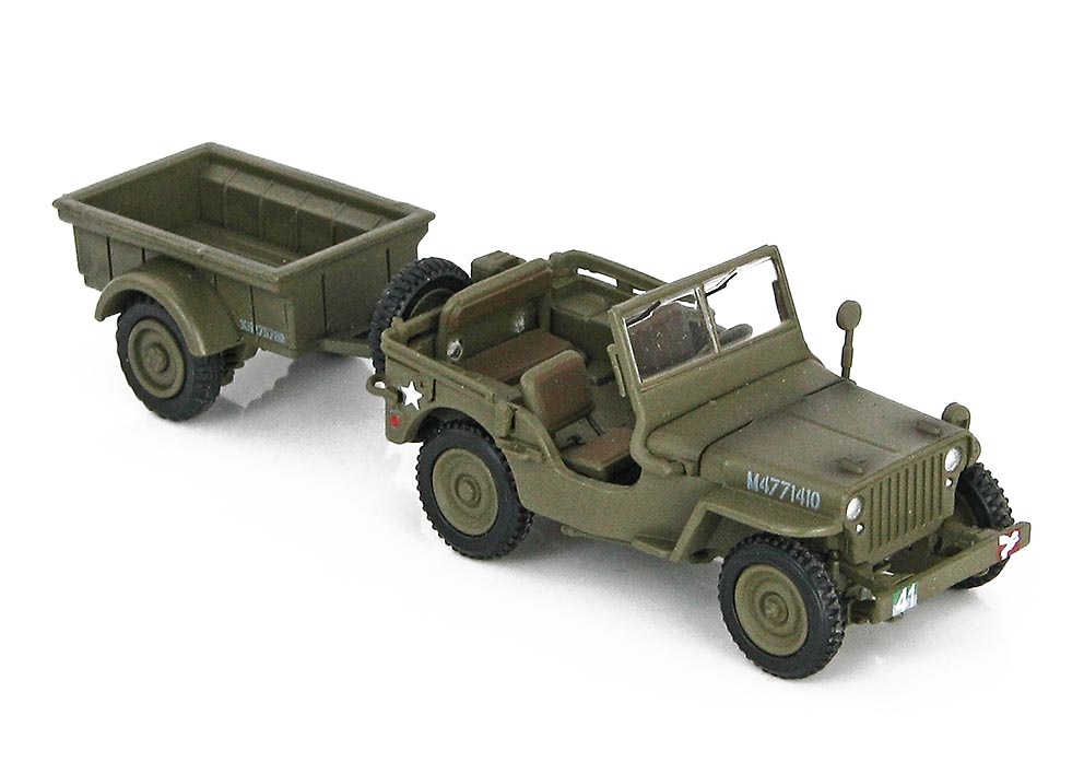 Willys Jeep con remolque, Ejército Británico, Normandía, Junio, 1944, 1:72, Hobby Master 