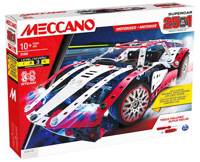 Kit de construcción motorizado 25 en 1 Supercar Stem, Meccano