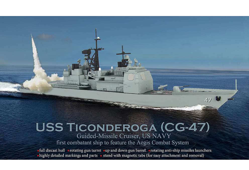 USS Ticonderoga Cruise (CG-47), Guided Missile Cruise, US Navy, 80s, 1:  700, Hobby Master